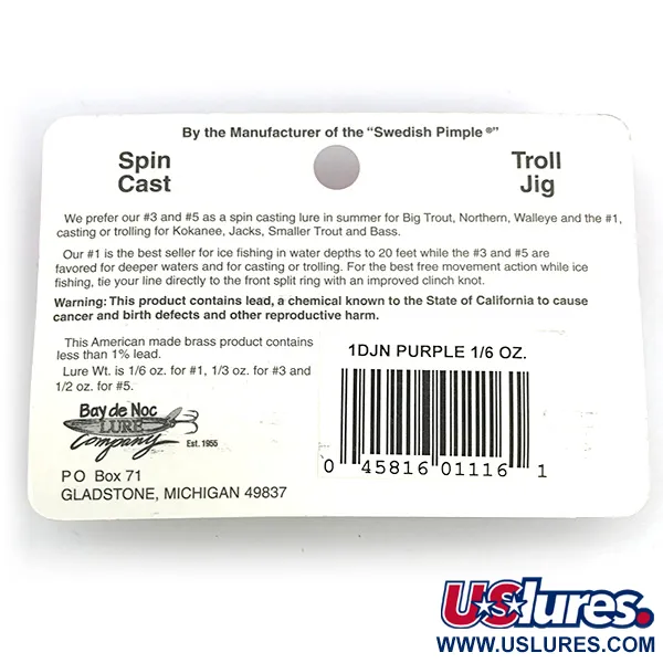 Bay de Noc Do-Jigger 1 Skeddrag, Nickel/Lila, 4,7g, Flapper, #6777