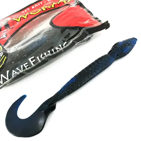 Wave Worms jigg, Svart / Blå Glitter, 13 cm, krullstjärt, #6959