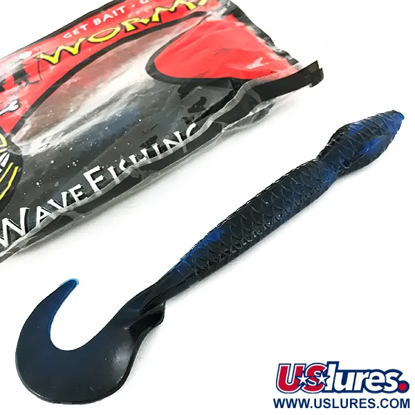 Wave Worms jigg, Svart / Blå Glitter, 13 cm, krullstjärt, #6959