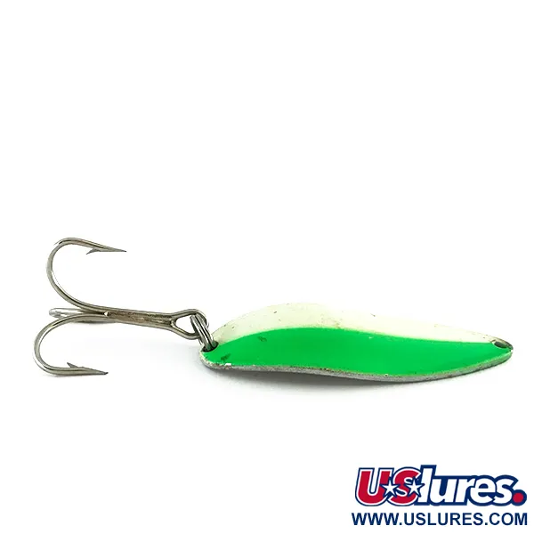 Acme Little Cleo Glow Skeddrag, White / Green / Nickel, 21g, #8171