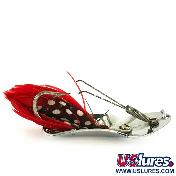 Pflueger Chum 4 Vasskyddat Skeddrag, Nickel / Röd, 19g, Fjädrar, #8488
