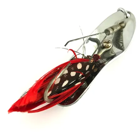 Pflueger Chum 4 Vasskyddat Skeddrag, Nickel / Röd, 19g, Fjädrar, #8488