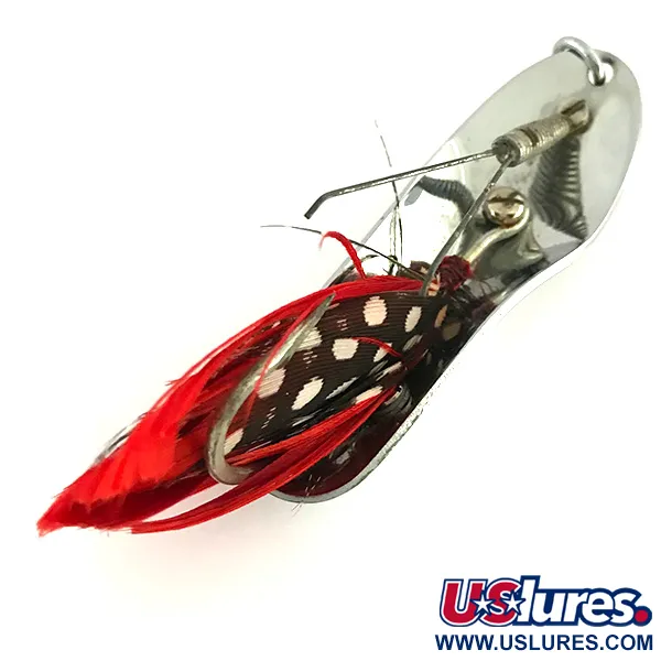 Pflueger Chum 4 Vasskyddat Skeddrag, Nickel / Röd, 19g, Fjädrar, #8488