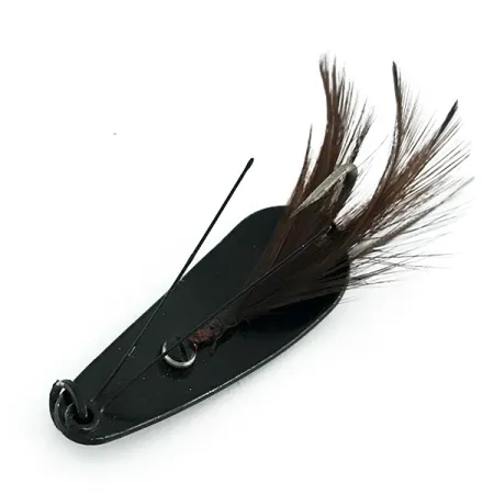 Weezel bait Rex Spoon Vasskyddad, Svart, 12,5g, Fjädrar, #8521