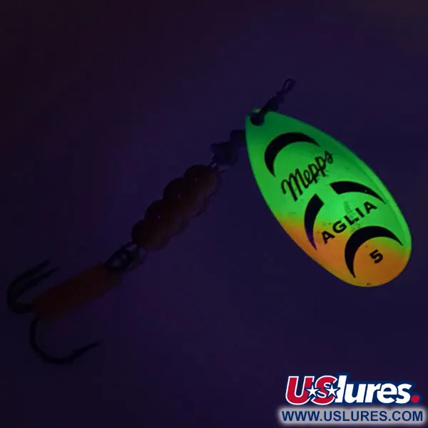 Mepps Aglia 5 Fluo UV Spinnare, Rainbow Fluo, 14g, UV-reaktiv, #9096