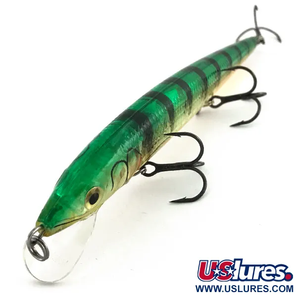 Rapala Husky Jerk HJ 14 Jerkbait, Green Tiger, 18g, Rassel, #9202