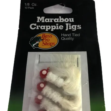 Bass Pro Shops Marabou Crappie Jig, Vit / Röd, 4g, Handbunden, #9515