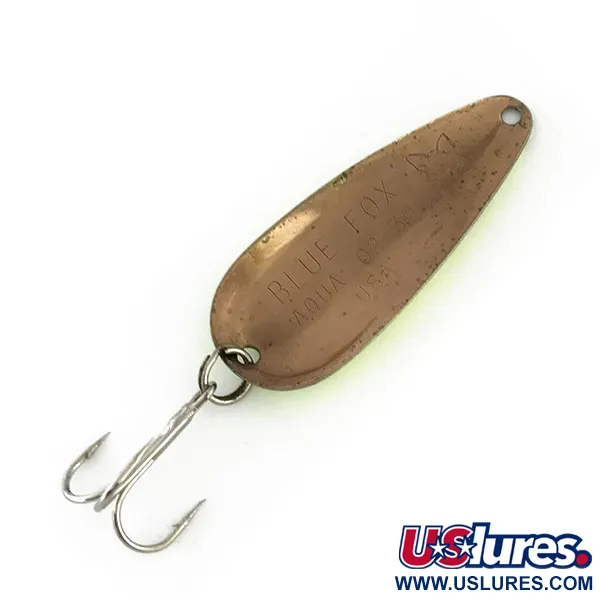 Blue Fox Aqua Spoon Skeddrag, Chartreuse/Svart/Brons, 9g, USA, #9525