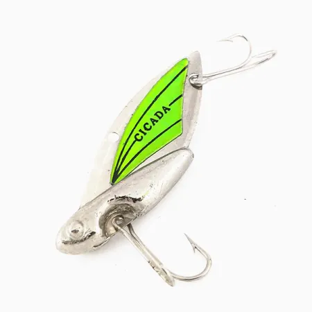 Reef Runner Cicada Blade Bait, Nickel / Grön, 14g, Självlysande, #9560