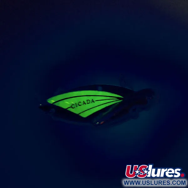 Reef Runner Cicada Blade Bait, Nickel / Grön, 14g, Självlysande, #9560