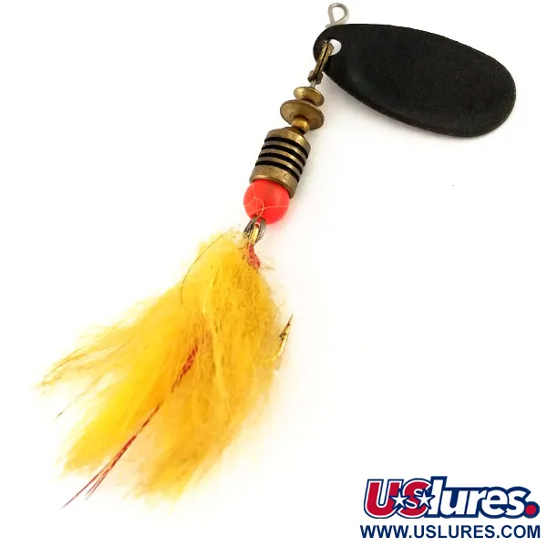 Mepps Black Fury 2 Dressed Spinnare, Svart/Gul, 4.7g, Fjäder, #9594