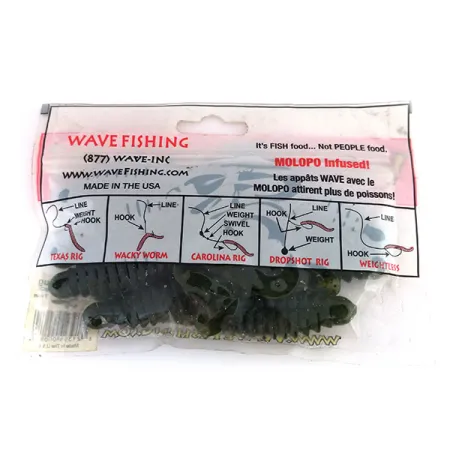 Wave Worms Swim Bug Mjukbete, Watermelon/Black, 10cm, 7-pack, #9615