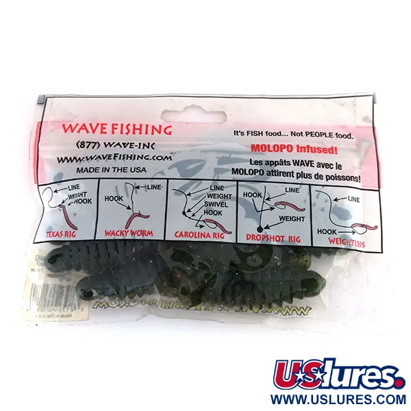 Wave Worms Swim Bug Mjukbete, Watermelon/Black, 10cm, 7-pack, #9615