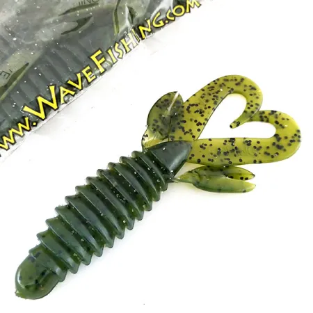 Wave Worms Swim Bug Mjukbete, Watermelon/Black, 10cm, 7-pack, #9615