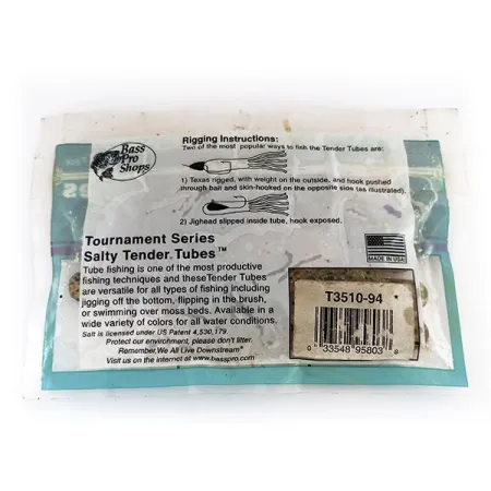 Bass Pro Shops Salty Tender Tubes jigg, Green Pumpkin, 7cm, #9624