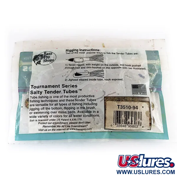 Bass Pro Shops Salty Tender Tubes jigg, Green Pumpkin, 7cm, #9624