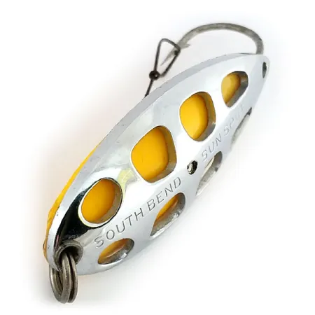 South Bend Sun Spot Skeddrag, Nickel / Gul, 14g, perforerad, #9652