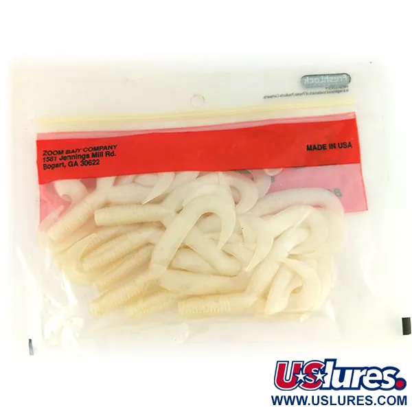 Zoom Creepy Crawler Tail Jigg, White Pearl, 16-pack, Salty, #9660