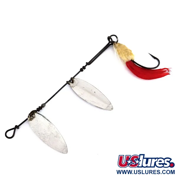 Hildebrandt Size 3 Slim Eli Double Spinner Spinnare, Nickel / Röd, 5g, #9832