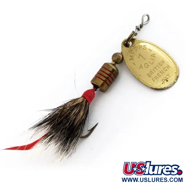 Mepps Aglia 1 dressed (squirrel tail) 1970s Spinnare, Guld, 3.5g, #9912