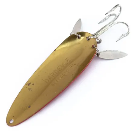 Dardevle Klicker Skeddrag, Röd / Vit / Mässing, 28g, Klickblad, #9928