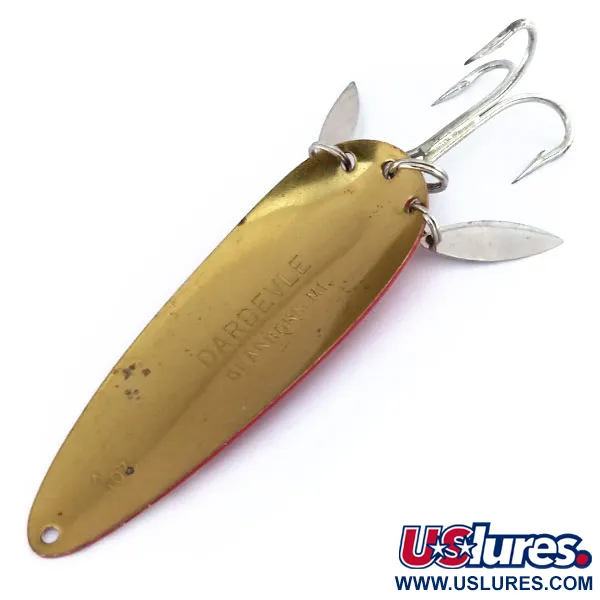 Dardevle Klicker Skeddrag, Röd / Vit / Mässing, 28g, Klickblad, #9928